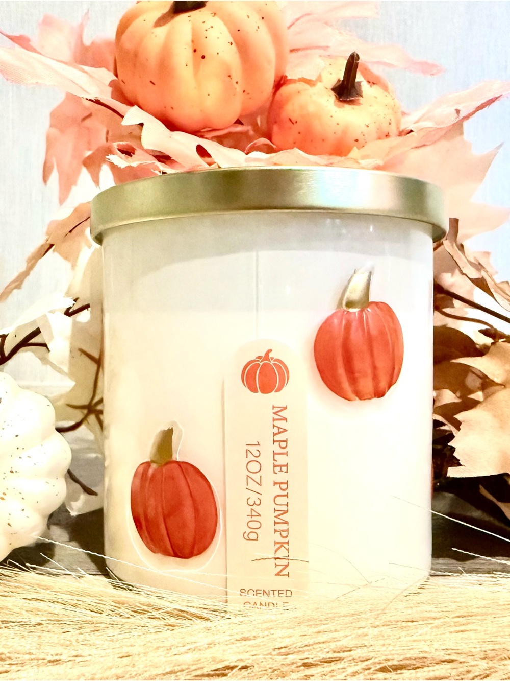 Maple Pumpkin Scented Candle - White